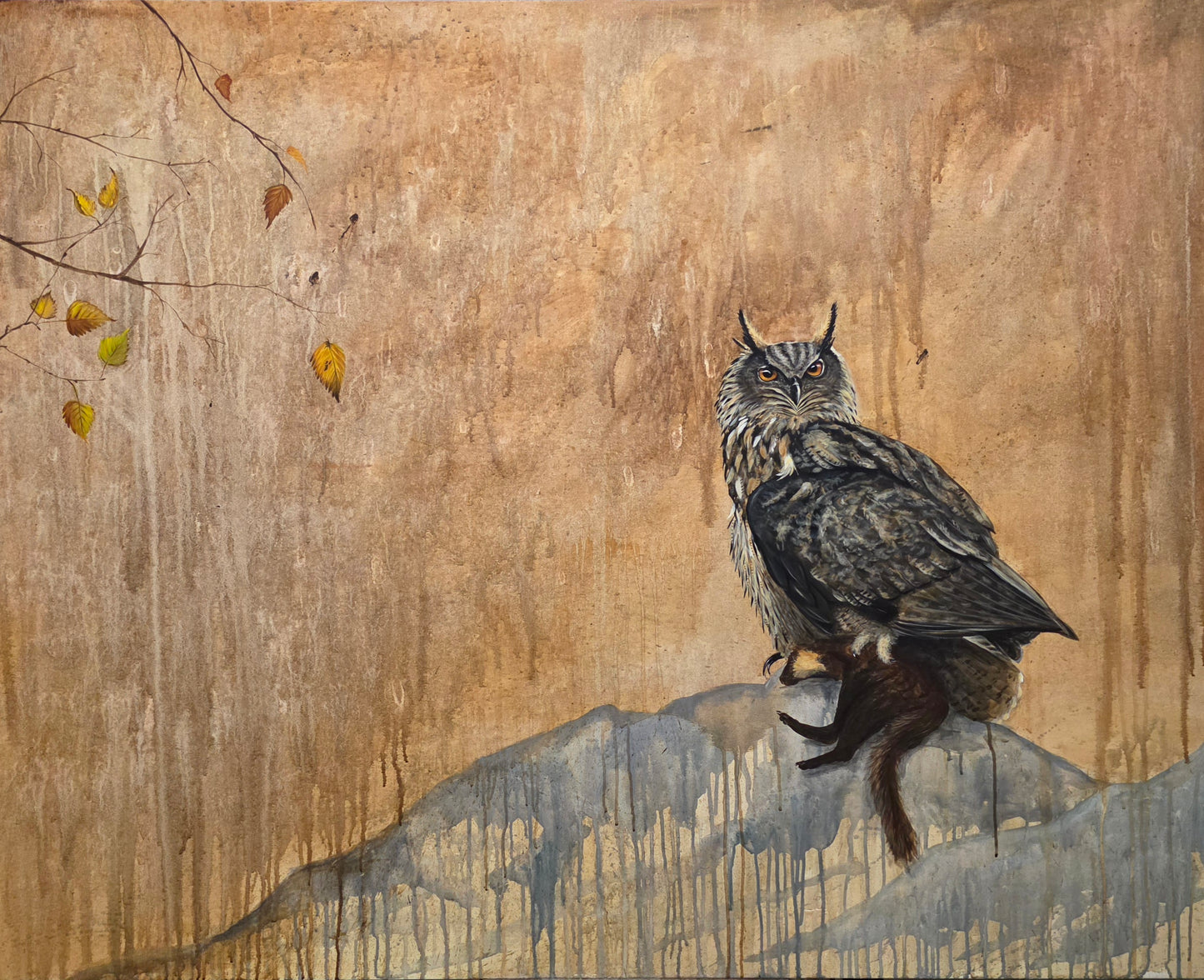 STOR HORNUGLE | Originalt maleri | Simone Freiheit