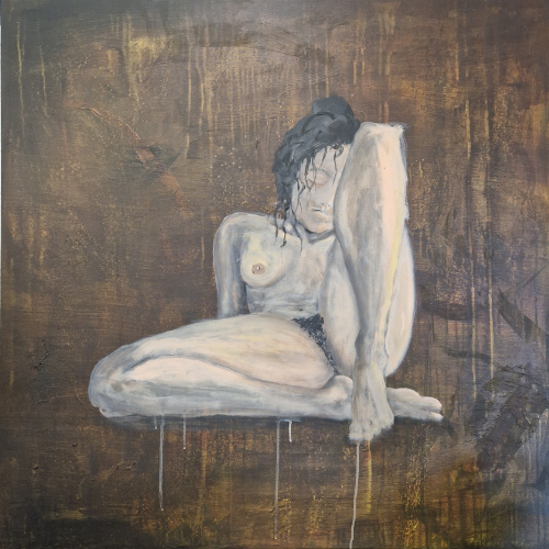 Rustende vrouw | Origineel schilderij | Simone Freiheit