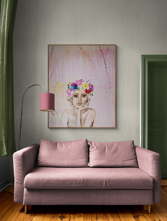 Flowers on my head | Originalt maleri | Simone Freiheit