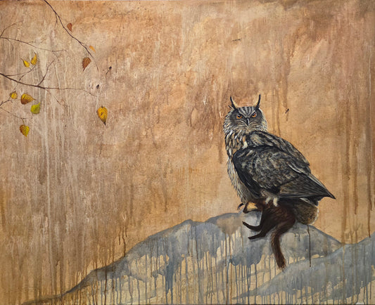 STOR HORNUGLE | Originalt maleri | Simone Freiheit