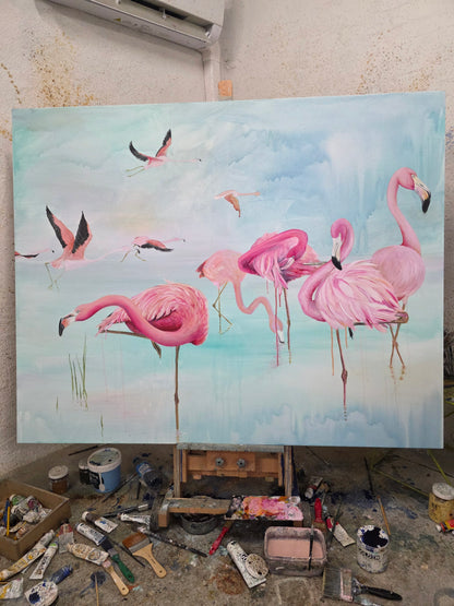 Flamingoer | Originalt maleri | Simone Freiheit