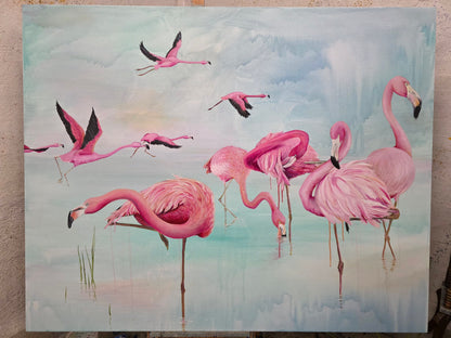 Flamingoer | Originalt maleri | Simone Freiheit