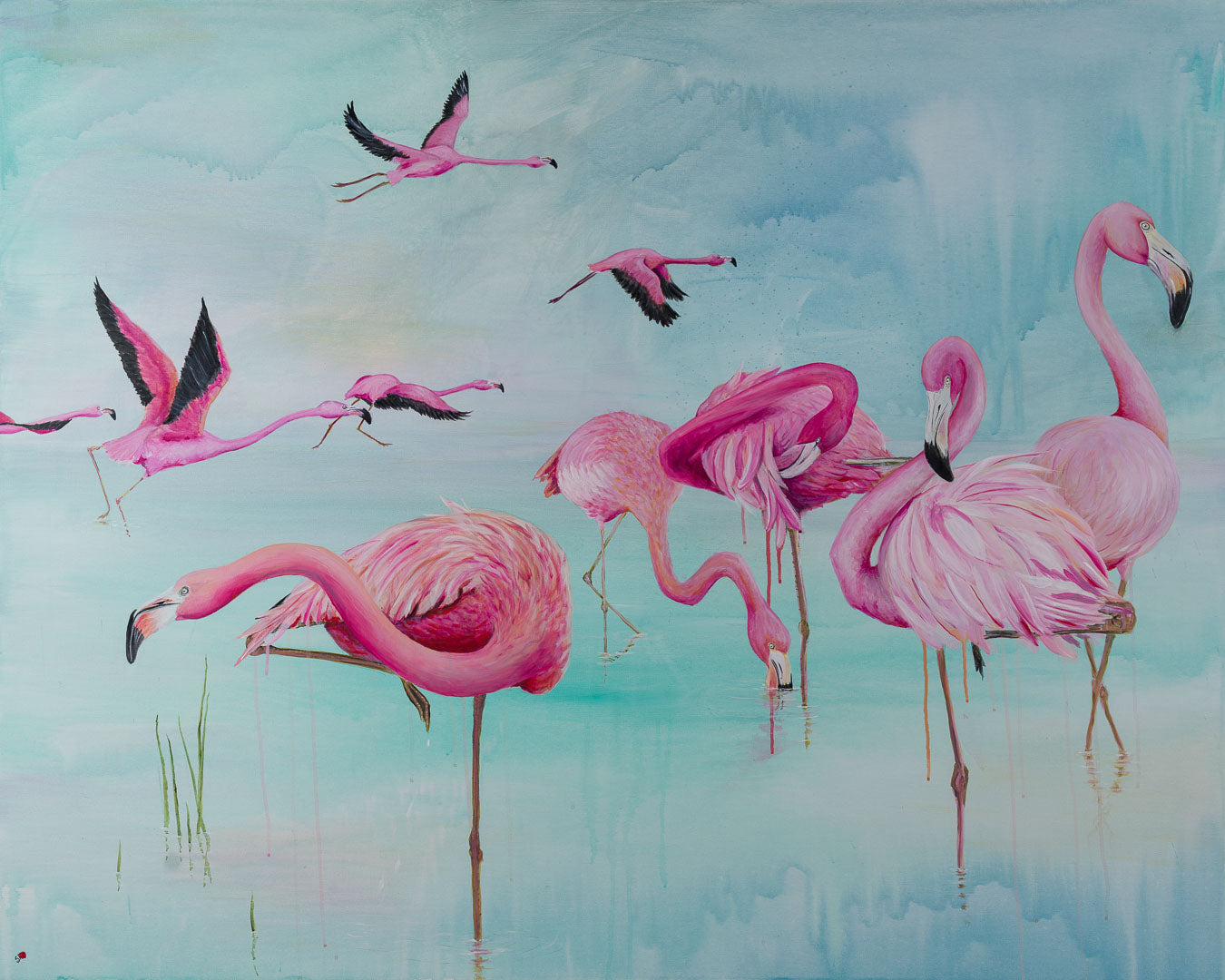 Flamingoer | Originalt maleri | Simone Freiheit