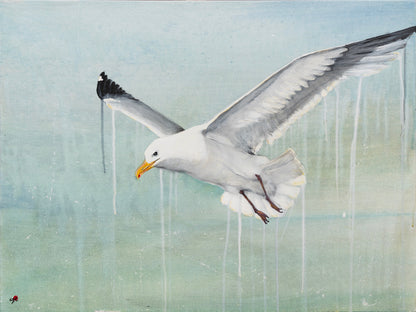 SØLVMÅGE (Larus argentatus) | Originalt maleri | Simone Freiheit